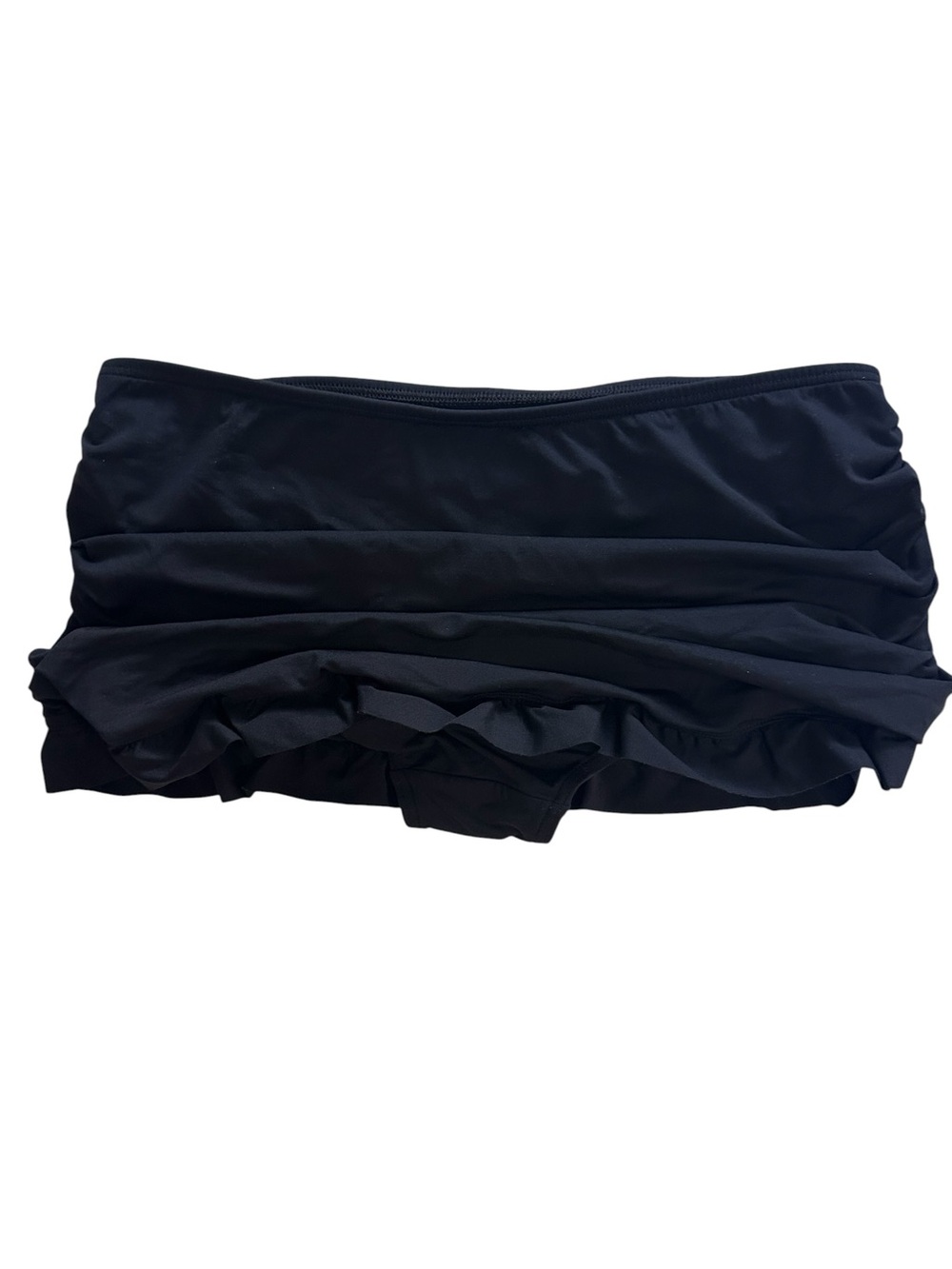Lands' End Black Ruffled Ruched Swim Skirt Skort, Size 12
